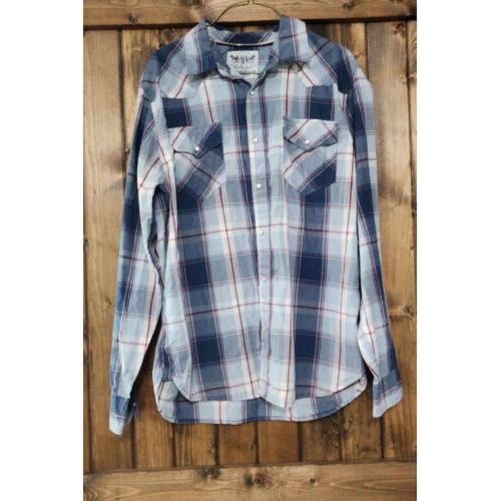 MENS LEVI STRAUSS LONG‎ SLEEVE PEARL SNAP PLAID SHIRT